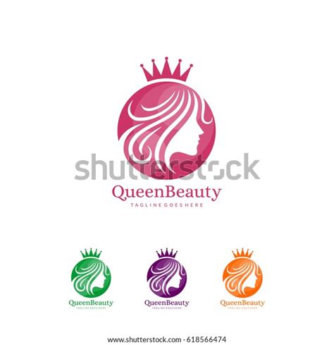 Queen Beauty Logo Crown Woman Face Stock Vector Royalty Free 618566474
