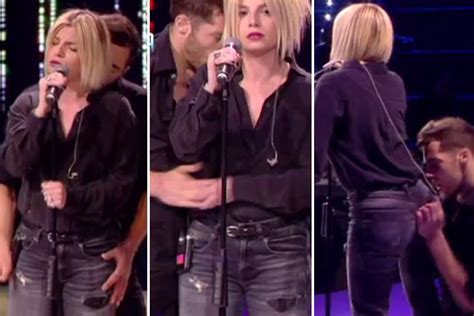 sick sexual assault prank on italian tv show sparks fury after dancer gropes singer s buttocks