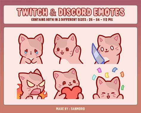 Cat Emote Pack For Twitch Discord Youtube High Quality Etsy