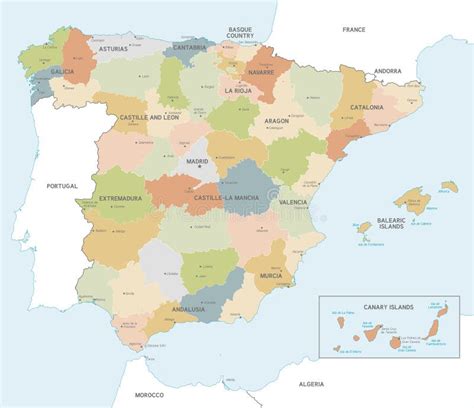 Mapa Da Espanha Ilustração Do Vetor Ilustração De Cidades 89878234