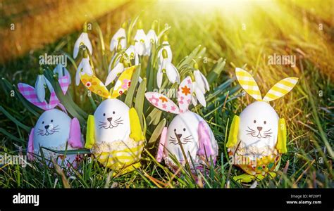 Four Easter Bunny Eggs Stock Photo Alamy