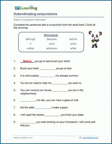 Cool Subordinating Conjunctions Worksheets High School