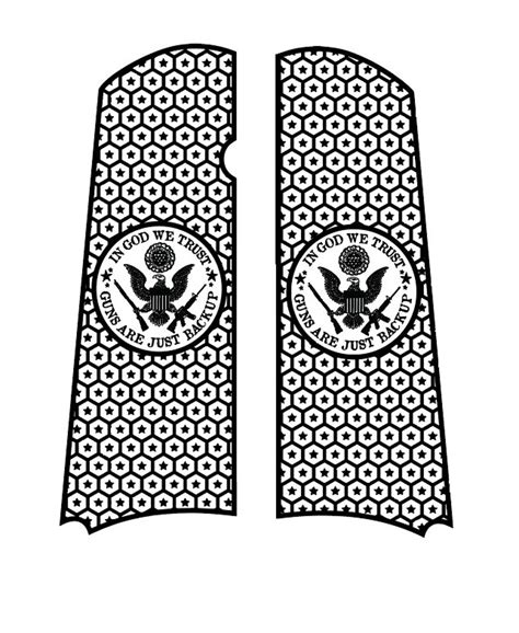 In God We Trust 1911 Grips Stippling Laser Engraving Vector Svg