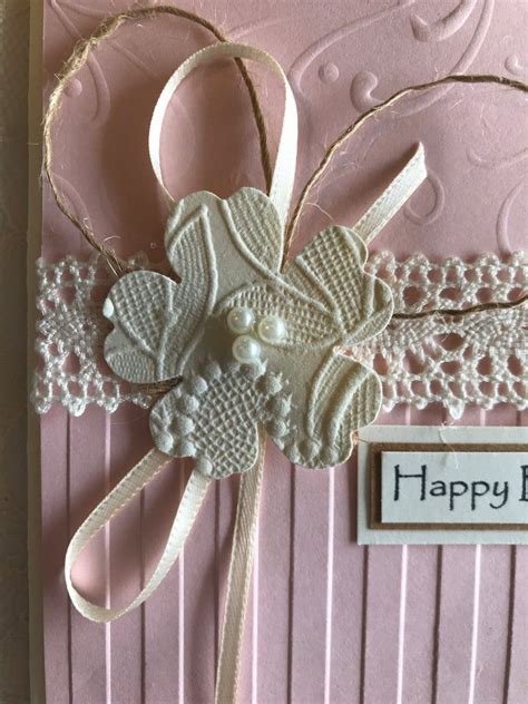 Handmade Greeting Card Pink Birthday Card Feminine Birthday Card