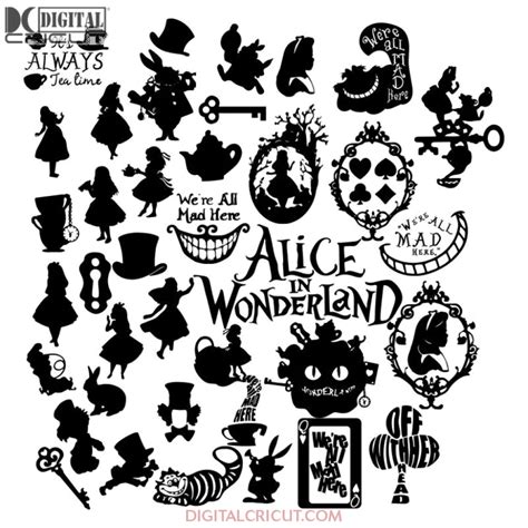 Alice In Wonderland Svg Halloween Svg Silhouette Cameo Cricut Alice In Wonderland