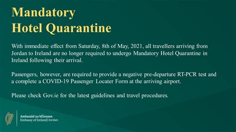 News Archive Update On Mandatory Hotel Quarantine For Arrivals To