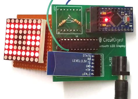 Bluetooth Controlled 8x8 Led Matrix Sign Board Display Circuit On Pcb