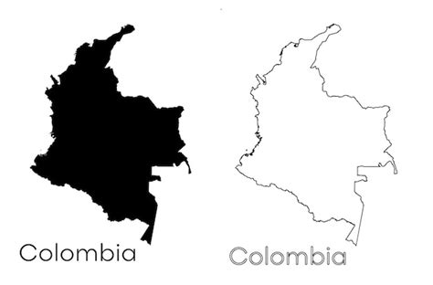 Un Mapa En Blanco Y Negro De Colombia Y Colombia Vector Premium