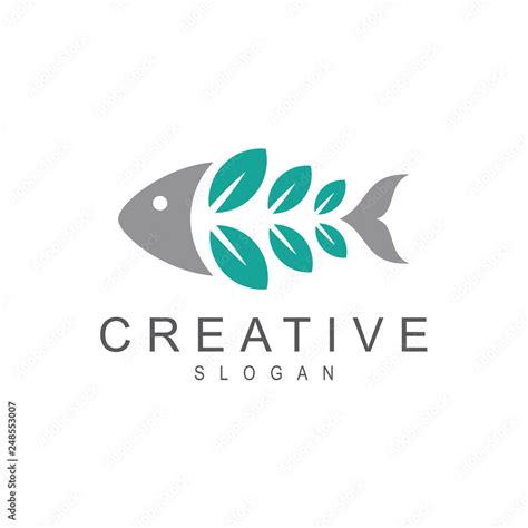 Fish Leaf Logo Green Fish Logo Nature Fish Logo Fresh Fish Stock