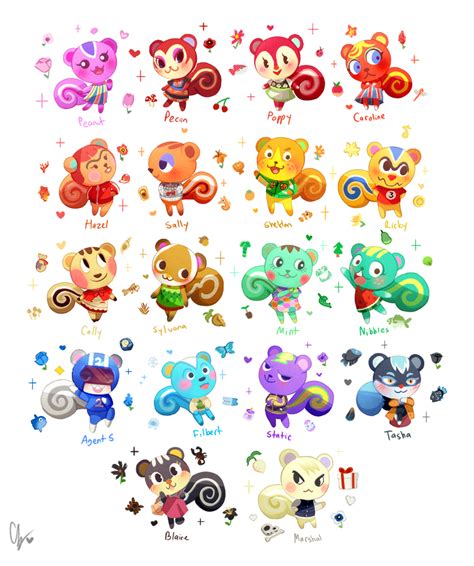 Rainbow Squirrels of Animal Crossing! Who is your favorite Squirrel