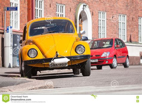 Old Yellow Volkswagen Beetle Is Parked Editorial Stock Image Image Of