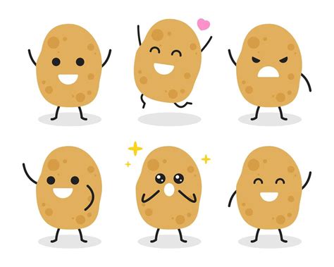 Collection Of Cute Potato Character In Various Poses 1338479 Vector Art At Vecteezy