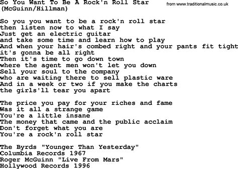 So You Want To Be A Rockn Roll Star By The Byrds Lyrics With Pdf