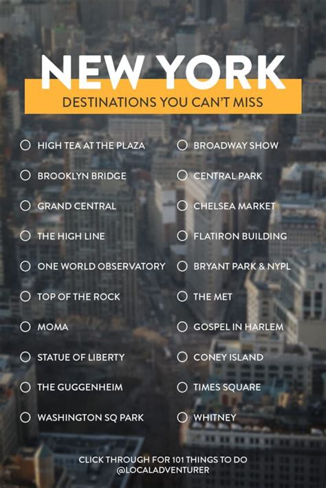 Ultimate New York City Bucket List 101 Things To Do In Nyc