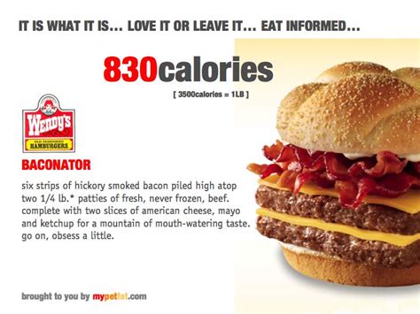 You can also learn about ingredients and allergen information from the complete wendy's nutrition chart. mypetfat: Caloric Correction  +add  250 calories to the ...