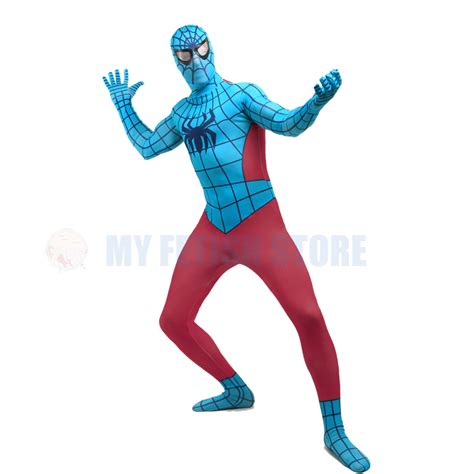 full body blue and red spider man lycra spandex bodysuit cosplay zentai suit halloween fancy