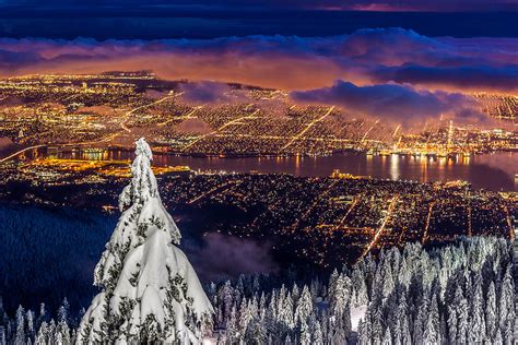 Vancouver City Twilight From Grouse Mountain Photograph By Pierre