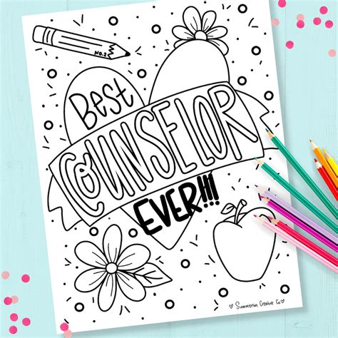 Best Counselor Coloring Page Counselor Appreciation Printable Etsy