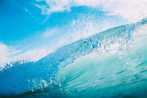 Blue Wave In Ocean Clear Wave And Sun Light Stock Photo Image Of