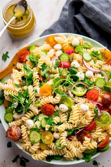 A Simple Pasta Salad With Mozzarella And Veggies Plus An Easy Italian