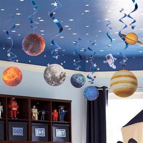 Cyuan Galaxy Planet Theme Birthday Party Decor Kids Solar System Rocket