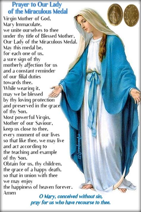 Our Prayers To The Saints 27 November Prayer To Our Lady Of The