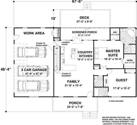 House Plan 92395 Ranch Style With 1500 Sq Ft 2 Bed 2 Bath 1 Half Bath