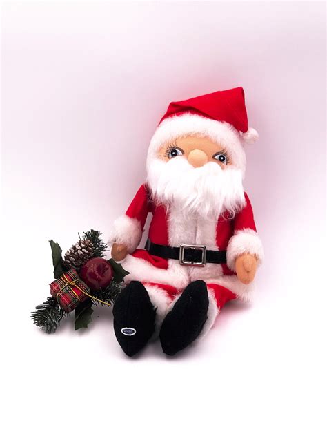 Vintage Plush Felt Santa Doll Made In Japan Sticker Santa Doll With