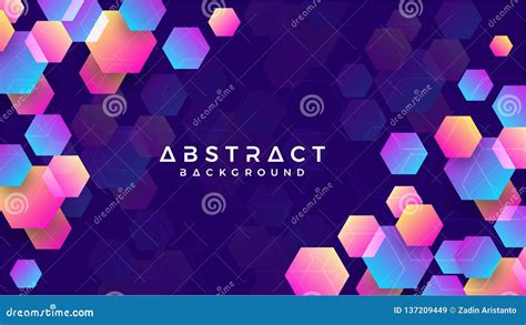 Geometric Abstract Hexagon Background With Blue Purple Pink And