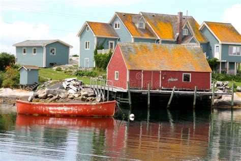 This Quaint Fishing Village Sits On An Inlet Stock Image Image Of