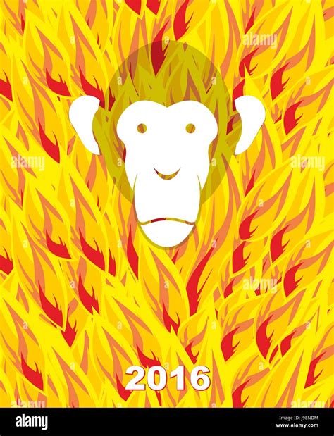 Año Nuevo 2016 Mono En Llamas De Fondo Año Del Mono De Fuego En El