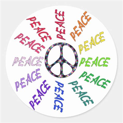 Peace Words Circle Classic Round Sticker Zazzle