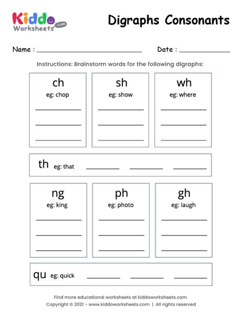 Free Printable Digraph Spelling Worksheets Kiddoworks
