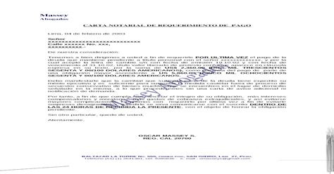 Modelo De Carta Notarial De Requerimiento De Pago Doc Document