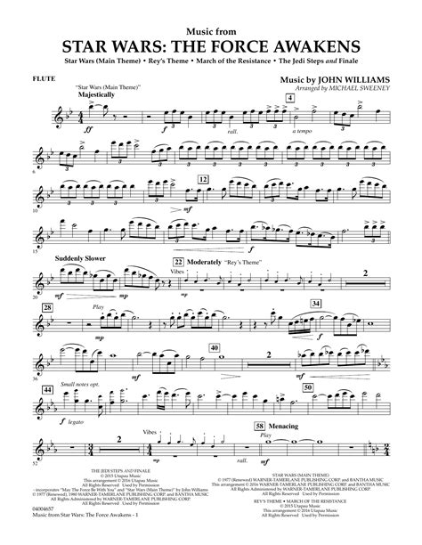 Music From Star Wars The Force Awakens Flute In 2022 Flute Sheet