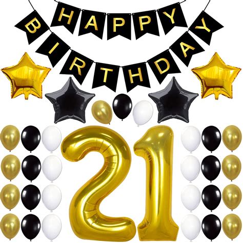 Buy Gold Number 21 Balloons Decorations Set Large 40 Inch 21st Birthday Balloons With Happy
