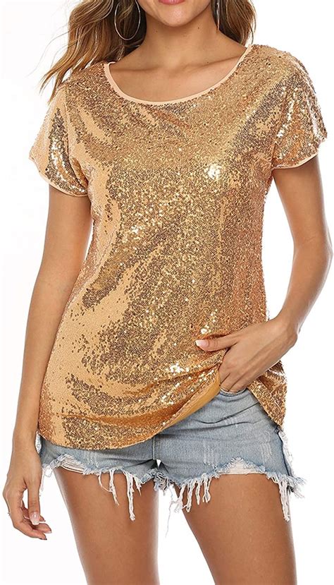 Yawove Women S Shimmer Flashy All Sequins Embellished Sparkle Vest Gold
