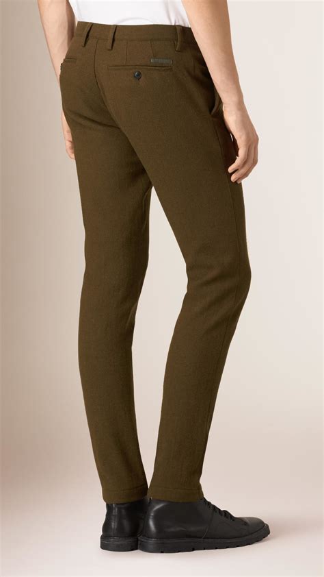 Lyst Burberry Slim Fit Wool Trousers In Green For Men