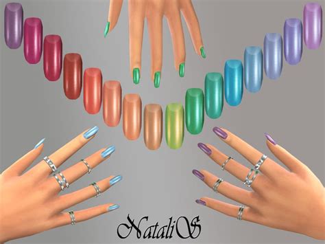 Natalisrainbow Nails Collections Ft Fe Sims 4 Nails Rainbow Nails