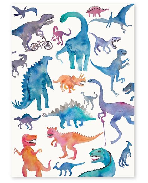 21 dinosaurs art print dinosaur illustration dinosaur posters dinosaur art