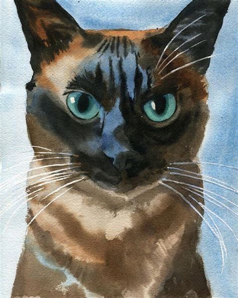 Chocolate Point Applehead Siamese Cat Art Print Of My Watercolor