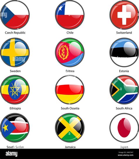 Set Circle Icon Flags Of World Sovereign States Vector Illustration