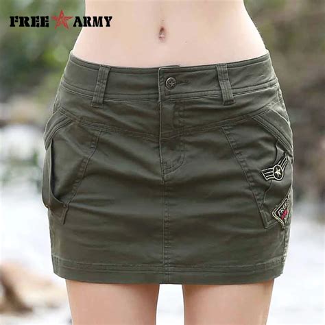 2017 Smmer Womens Skirts Military Army Green Short Skirt Cotton Sexy Mini Pencil Skirts Femme