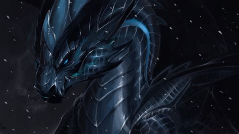 Fantasy Blue Dragon In A Starry Background 4k Hd Dreamy Wallpapers Hd