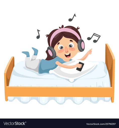 Kid Listening Music Royalty Free Vector Image Vectorstock