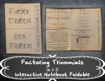 Factoring Trinomials A Foldable By Jstalling Tpt