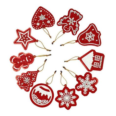 Diamond Art Ornament Kit Christmas Red Diy Set Of 10 Etsy Christmas