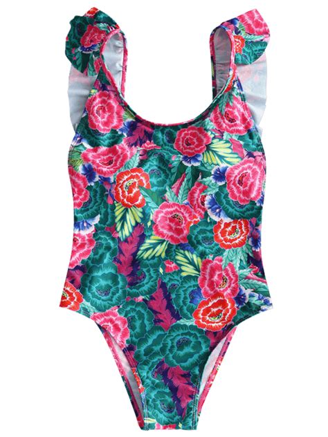 Floral Ruffle One Piece Swimsuit Colormix One Piece Swimsuit