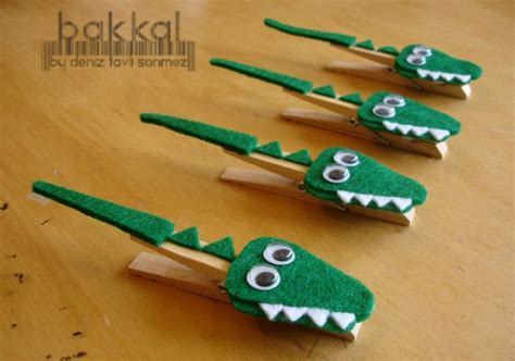 Crocodile Shaped Handmade Felt Clothes Pins Made To Von Bakkal Wooden