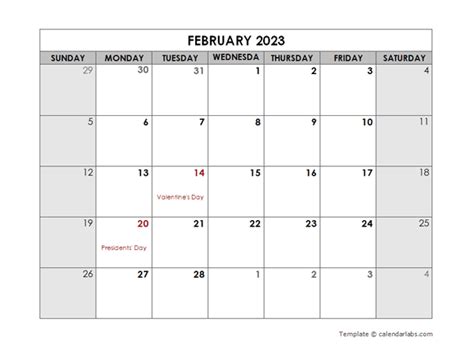 February 2023 Printable Calendar Free Printable Templates